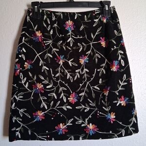Boston Proper Woven Emroidered Foral Beaded Mini Skirt